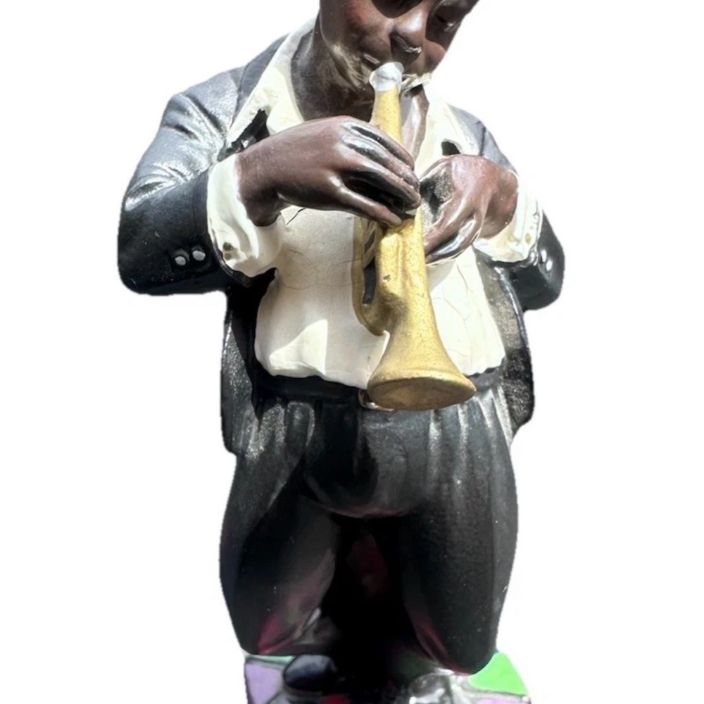 Hand-Painted Black Musical Figurine Set with Turquoise Dress - Picture 5 of 6
